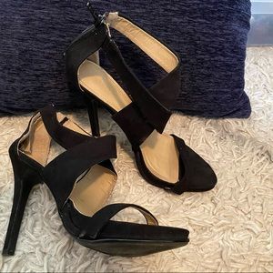 Black suede heels
